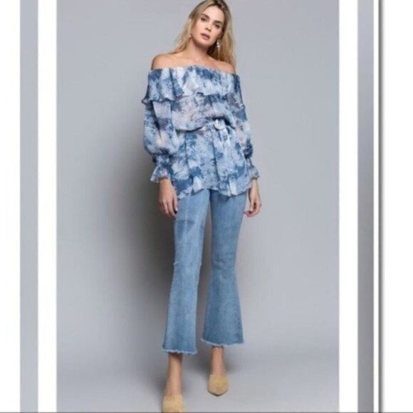 OFF Shoulder Top Hand Dip-dye Woven Top - Picture 5 of 11